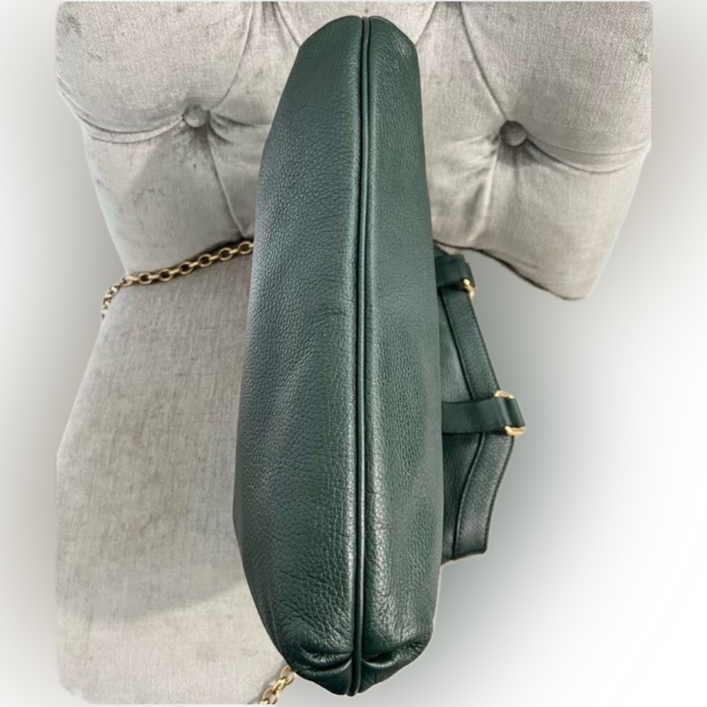 Dolce & Gabbana Green Pebbled Leather Fold-Over Bag - Picture 5 of 15